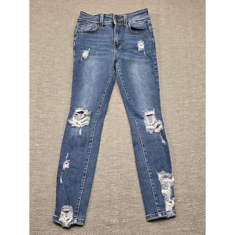 Wax Jean Butt I Love You Distressed Skinny Jeans Medium Wash Size 5 27 High Rise
